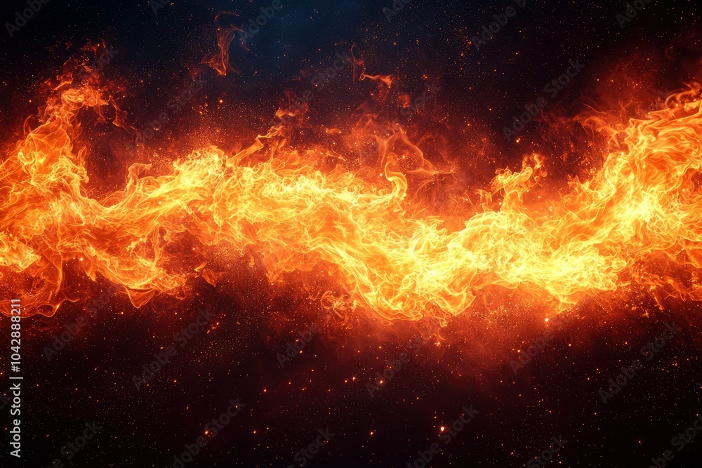 Fiery Stream of Flames Against a Starry Night Sky Fiery Stream of Flames Against a Starry Night Sky
