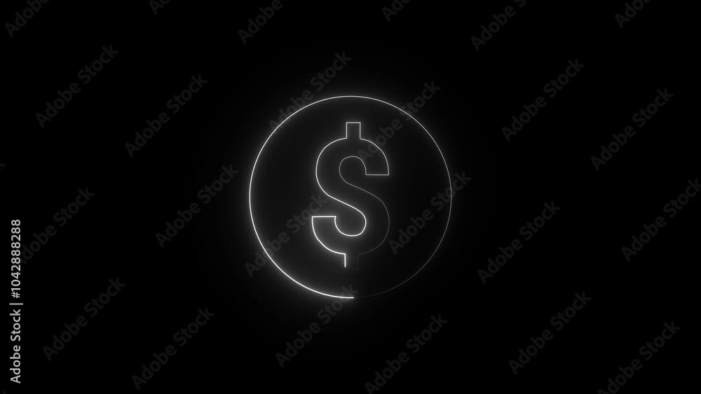 Abstract neon Dollar icon conceptual business animation .glowing neon dollar sign animation icon price money wealth dollar coin animated sing symbol on black background Abstract neon Dollar icon conceptual business animation .glowing neon dollar sign animation icon price money wealth dollar coin animated sing symbol on black background
