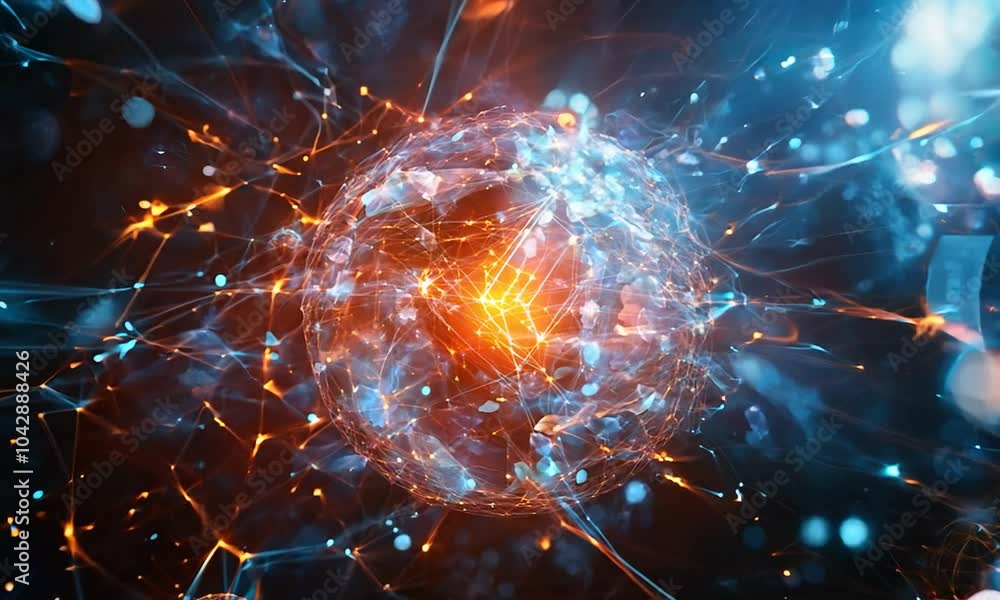 Abstract Sphere with Glowing Lines and Particles Abstract Sphere with Glowing Lines and Particles