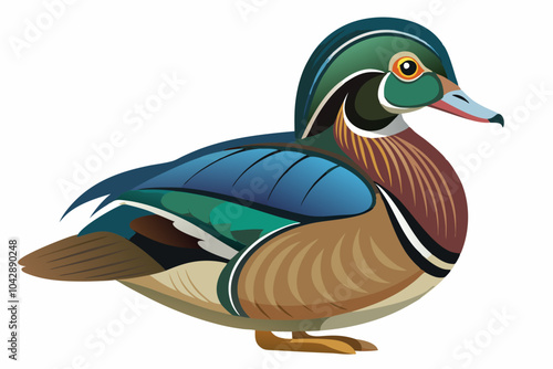 wood duck vector illustration on white background 