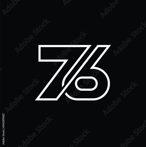 Number 76 logo vector line outline minimal
