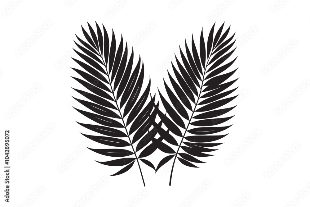 Obraz premium tropical two separated black leaf silhouette 54.eps