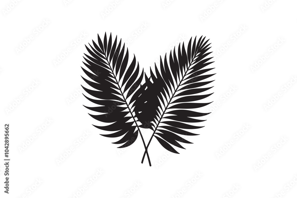 Obraz premium tropical two separated black leaf silhouette 56.eps