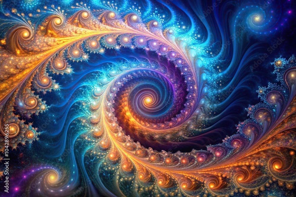Fractal abstract background with cosmic swirl silhouette Fractal abstract background with cosmic swirl silhouette
