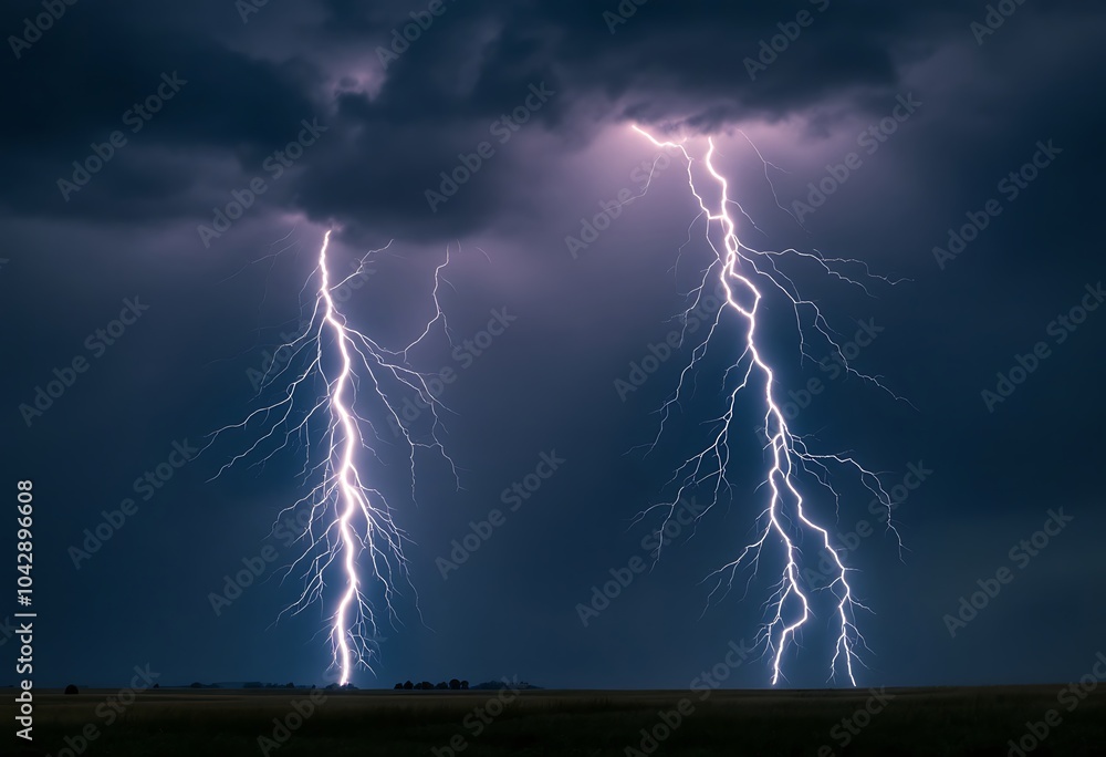 Fototapeta premium Huge thunderstorm hits at night 