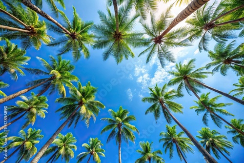 Low angle shot of blue sky with palm trees