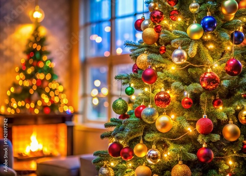 Stunning Christmas Tree Candid Photography for Facebook Cover - Festive Holiday Decor and Warm Lighting photo