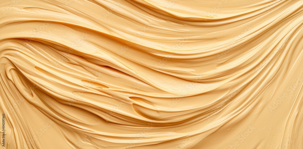 Obraz premium Smooth, creamy batter being mixed to perfection, ready for delicious baking creations.