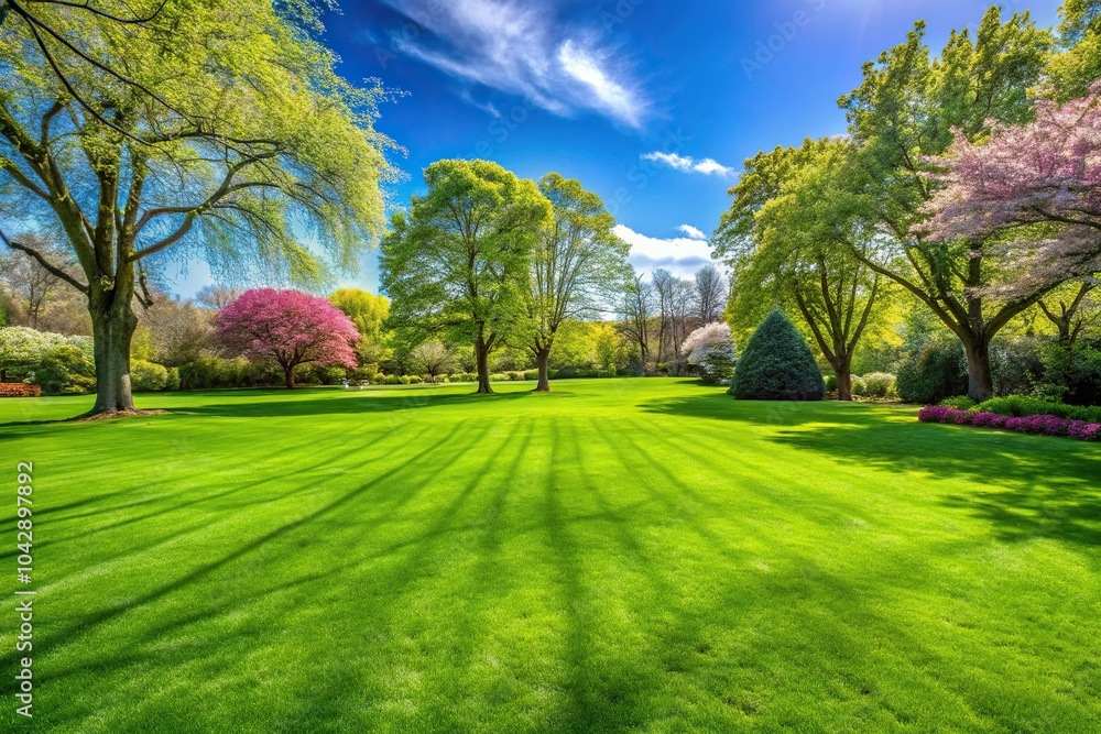 Obraz premium Fresh green lawns in spring nature background texture
