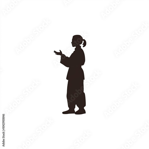 Woman Making Tai Chi Silhou...