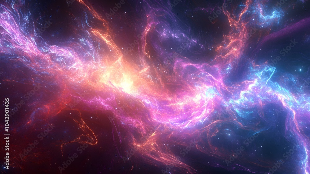 Fototapeta premium Tendrils of bright electricity emanate from the being merging with the cosmic Aether