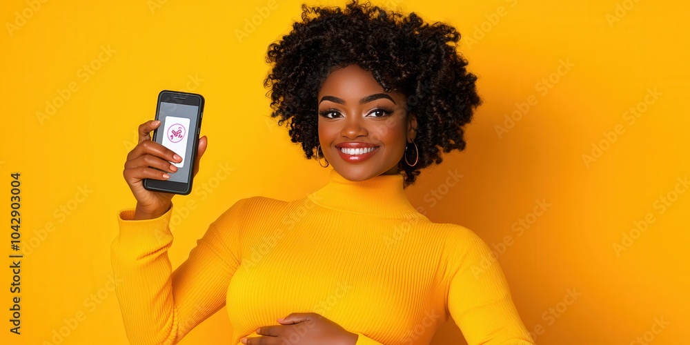 Excited Pregnant Woman Showing Positive Pregnancy Test on Smartphone Excited Pregnant Woman Showing Positive Pregnancy Test on Smartphone