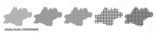 Occitanie Administrative divisions map halftone in different sizes