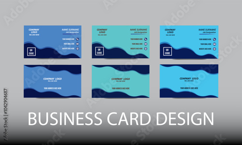 Set of Premium Creative modern corporate business card organic shape design template in multicolor 