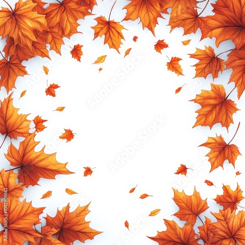 Clean Autumn Leaves Arranged on White Background