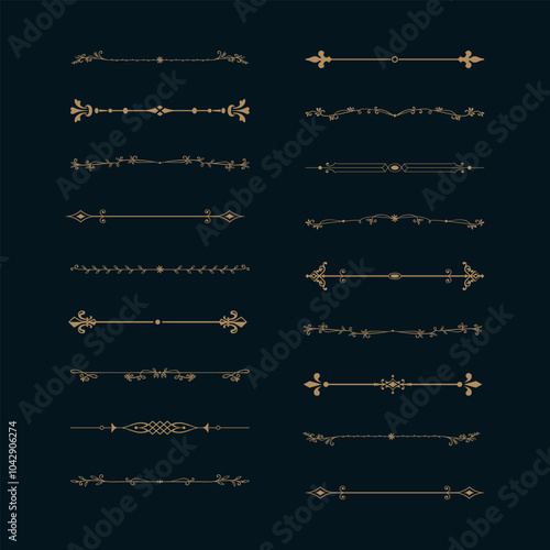 Classic elegant luxury dividers and vintage objects.Golden Dividers. Gold border photo frame for photos and slides. Photo frame simple design gold frame
