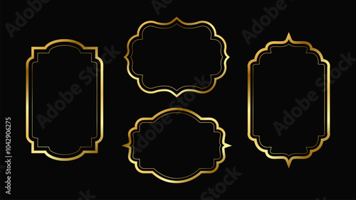 Gold border photo frame for photos and slides.Golden photo frames. Photo frame simple design gold frame
