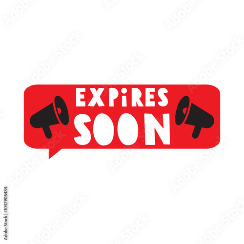 Expires soon. Marketing business design. Hand drawn colorful illustration on white background.