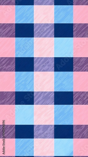 a checkered pattern with blue, pink colors