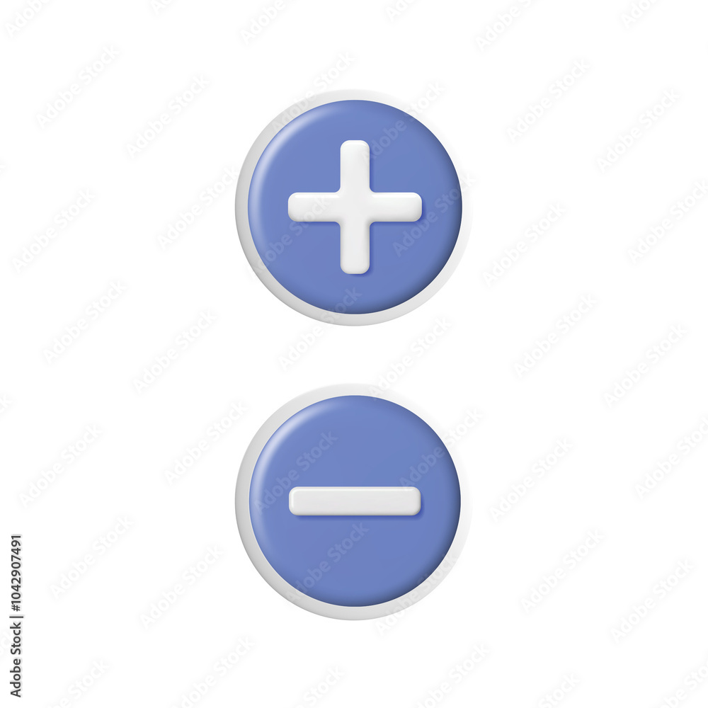 3D Plus and Minus Icon on Transparent Background PNG 3D Plus and Minus Icon on Transparent Background PNG