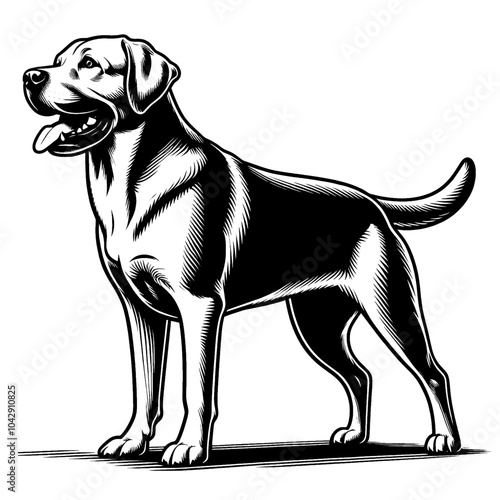 Hand drawn cute Labrador retriever, vector sketch isolated on white background, SVG vector
