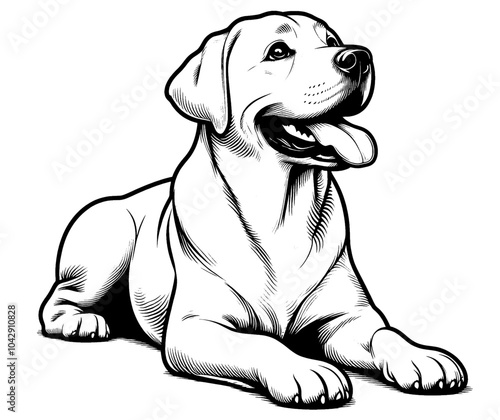 Hand drawn cute Labrador retriever, vector sketch isolated on white background, SVG vector

