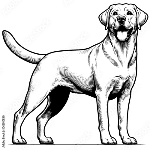 Hand drawn cute Labrador retriever, vector sketch isolated on white background, SVG vector
