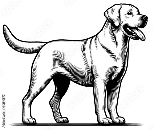 Hand drawn cute Labrador retriever, vector sketch isolated on white background, SVG vector
