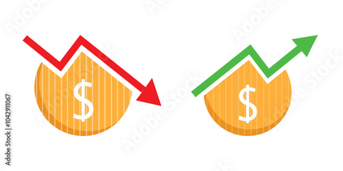 price or rate increase and decrease icon