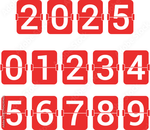 New Year'S Day 2025 Countdown. Happy New Year 2025 Countdown Clocks. 2025 Analog New year counter. Electric counter. Electric meter with numbers. Countdown timer date calendar Vector illustration.