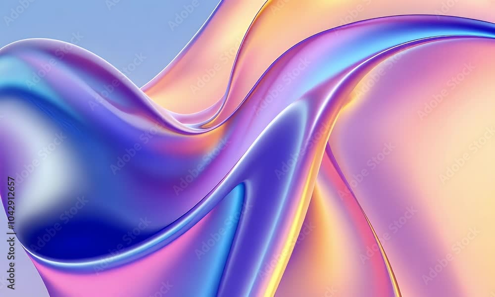 Abstract fluid iridescent holographic neon curved wave in motion colorful background 3d render. Gradient design element for backgrounds, banners, wallpapers, posters and covers
Abstract fluid iridescent holographic neon curved wave in motion colorful background 3d render. Gradient design element for backgrounds, banners, wallpapers, posters and covers