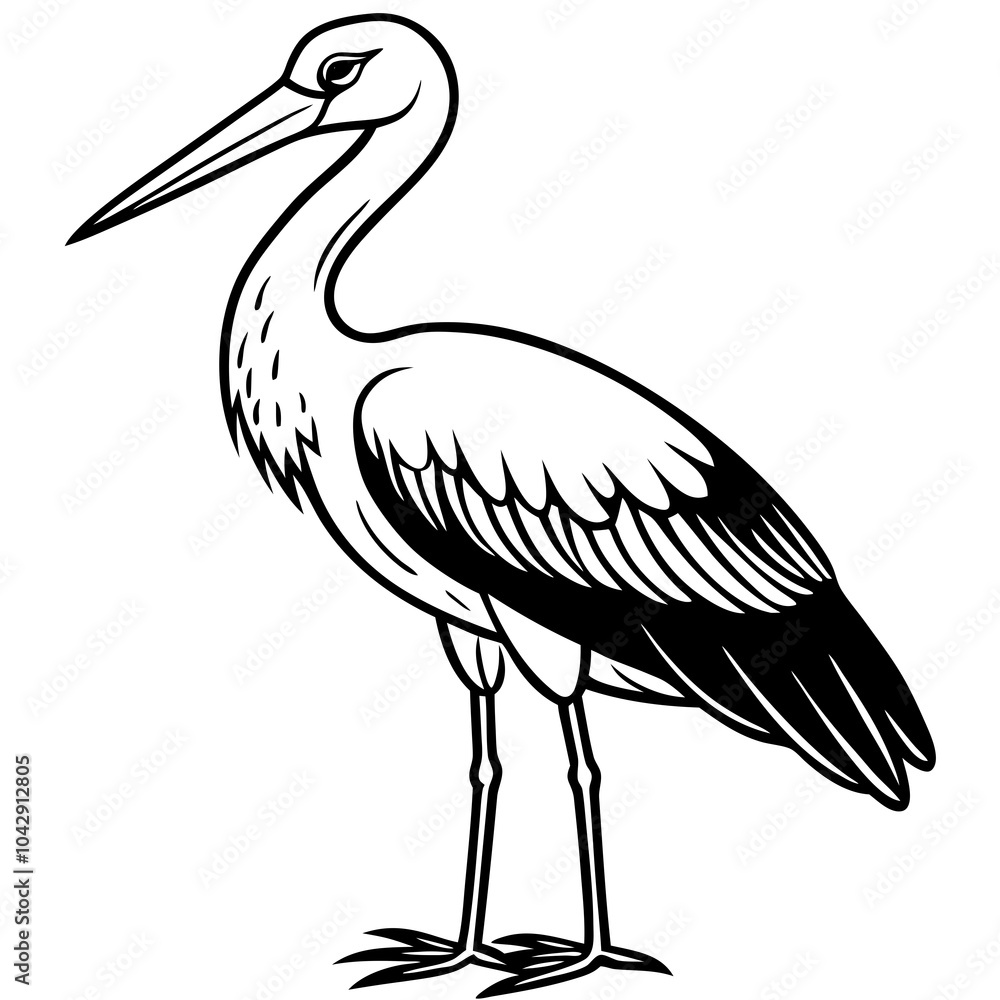 stork silhouette isolated on white stork silhouette isolated on white