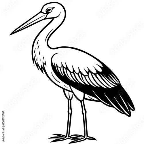 stork silhouette isolated on white