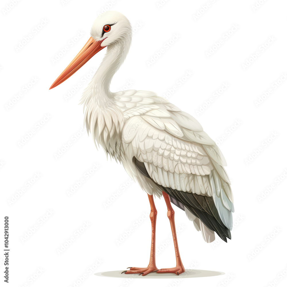 Obraz premium White Stork Illustration Isolated on Transparent or White Background, PNG