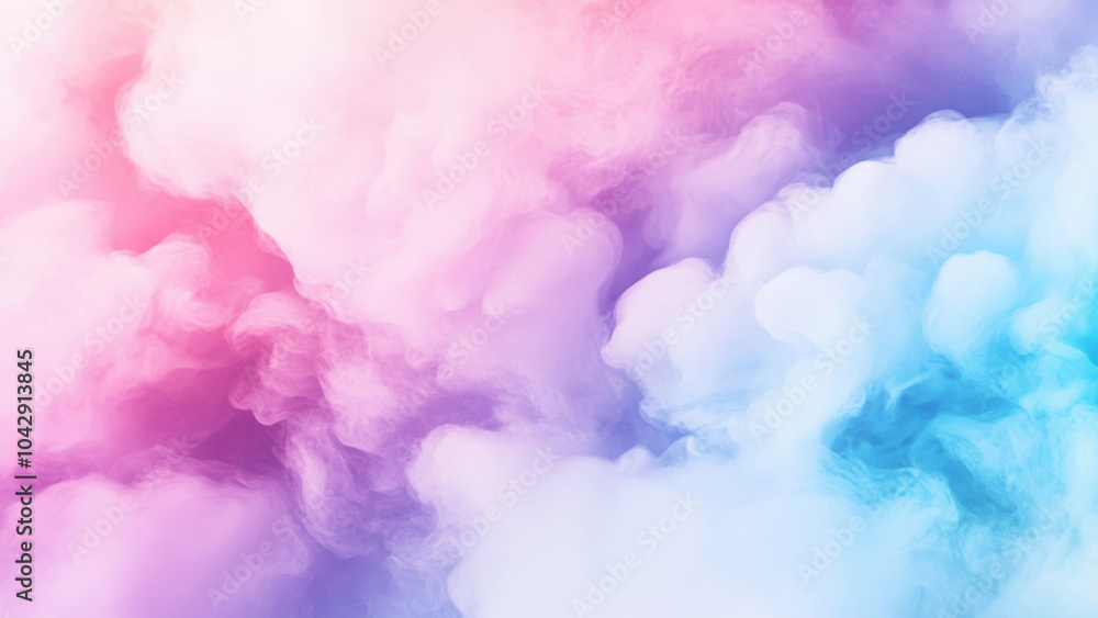 Fototapeta premium Dreamy pastel clouds: Pink and blue abstract.