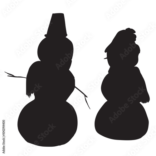 Snowman silhouette black christmas celebration event snow art december
