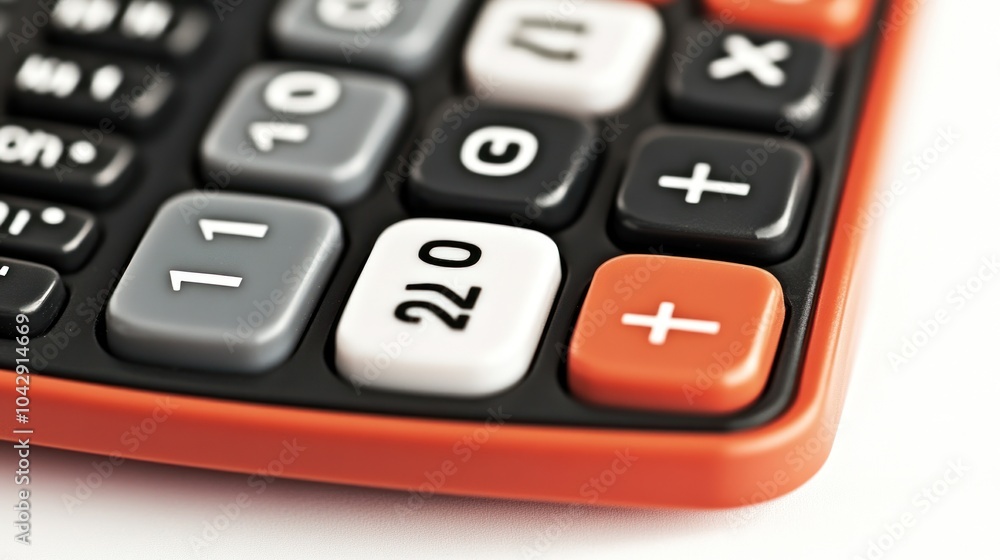 Close-up of a calculator showing numeric buttons and basic operation symbols. Close-up of a calculator showing numeric buttons and basic operation symbols.