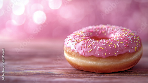 donut with sprinkles on pink