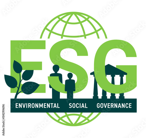 ESG - Environmental, Social, Corporate governance, flat emblem