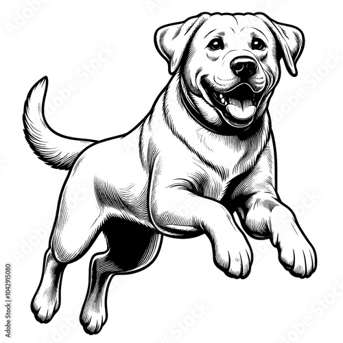 Hand drawn cute Labrador retriever, vector sketch isolated on white background, SVG vector

