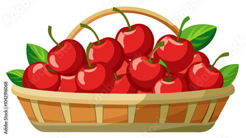 basket with cherry vector art