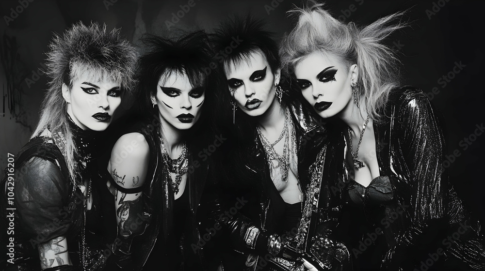 Heavy metal band from the 1980s with big hair and makeup - Heavy metal band from the 1980s with big hair and makeup -