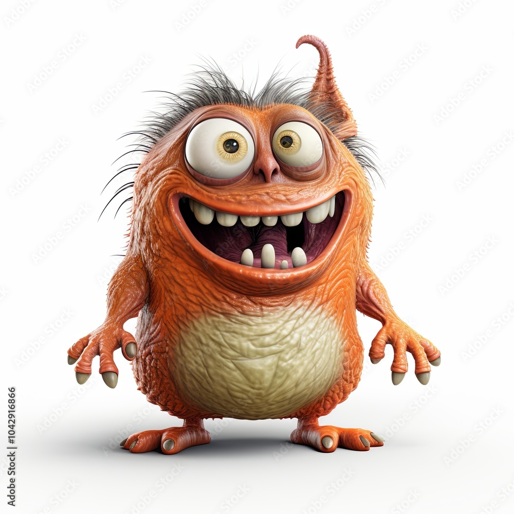 Orange Monster with Quirky Expression Orange Monster with Quirky Expression
