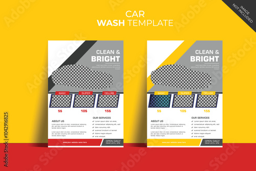 Professional car wash service layout, vehicle washing service poster, and car wash modern flyer design template bundle