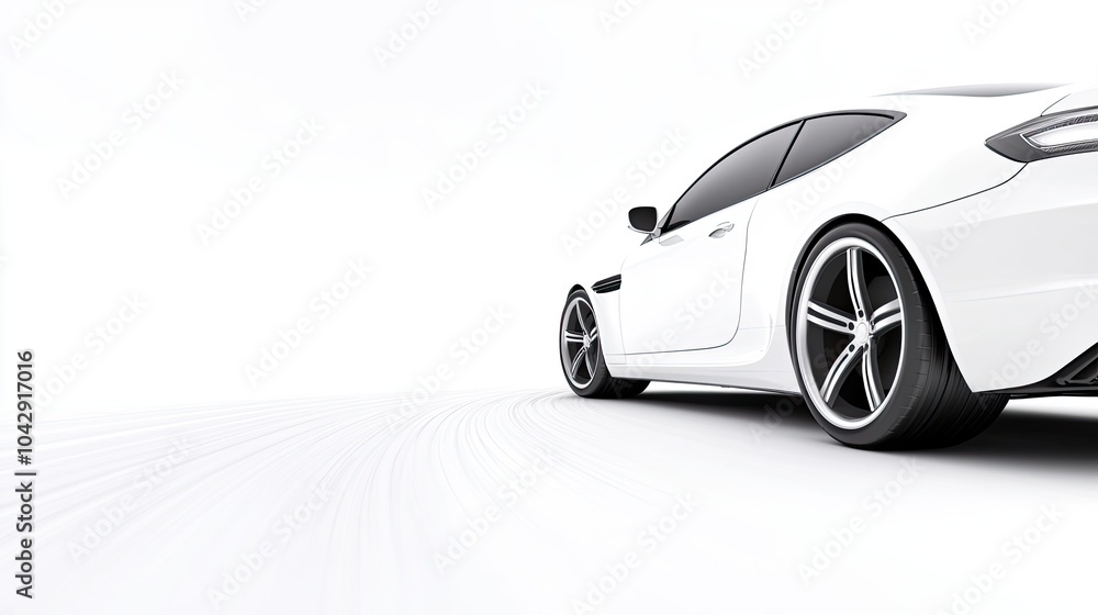 Sleek White Sports Car in Motion Sleek White Sports Car in Motion