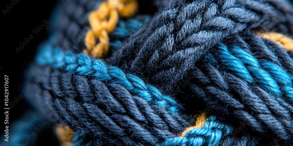 Macro Photography of Blue and Yellow Knitted Fabric Texture Macro Photography of Blue and Yellow Knitted Fabric Texture