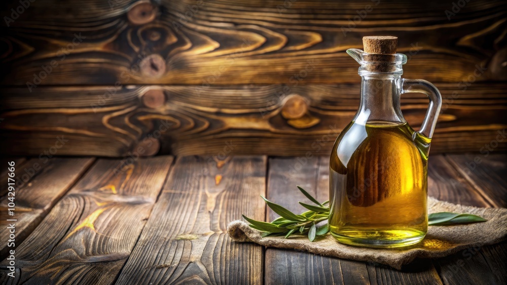 High-Quality Bottle of Oil on Rustic Wooden Background with Copy Space for Cooking, Natural Remedies, or Aromatherapy Use, Emphasizing Organic Ingredients and Culinary Arts High-Quality Bottle of Oil on Rustic Wooden Background with Copy Space for Cooking, Natural Remedies, or Aromatherapy Use, Emphasizing Organic Ingredients and Culinary Arts
