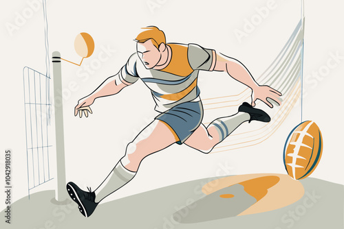 Agile Rugby Player Scoring a Try in Dynamic Match Action