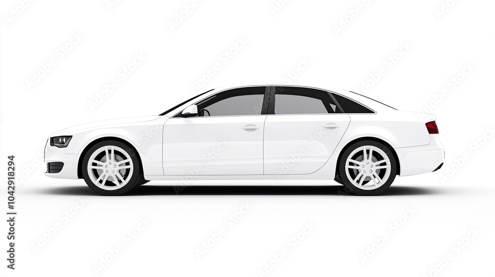 Fototapeta premium Elegant White Sedan on a Minimalist Background