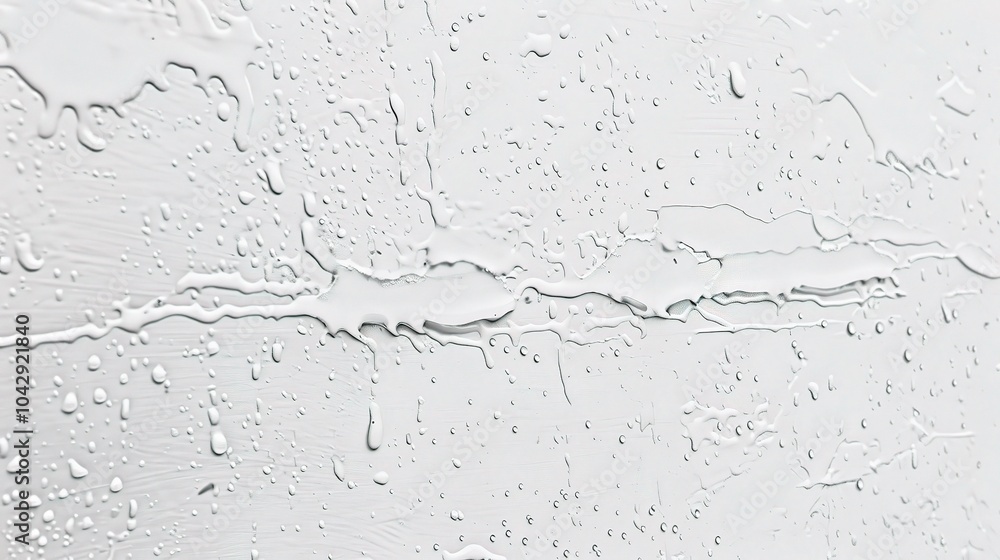 Water drops on white wall background texture - a delicate and captivating sight. This image showcases water drops resting on a white wall with a distinct background texture Water drops on white wall background texture - a delicate and captivating sight. This image showcases water drops resting on a white wall with a distinct background texture